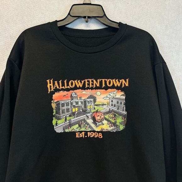 HALLOWEENTOWN Unisex Sweatshirt XL Black Est.1998 Retro Pumpkin Halloween Movie - Picture 4 of 10